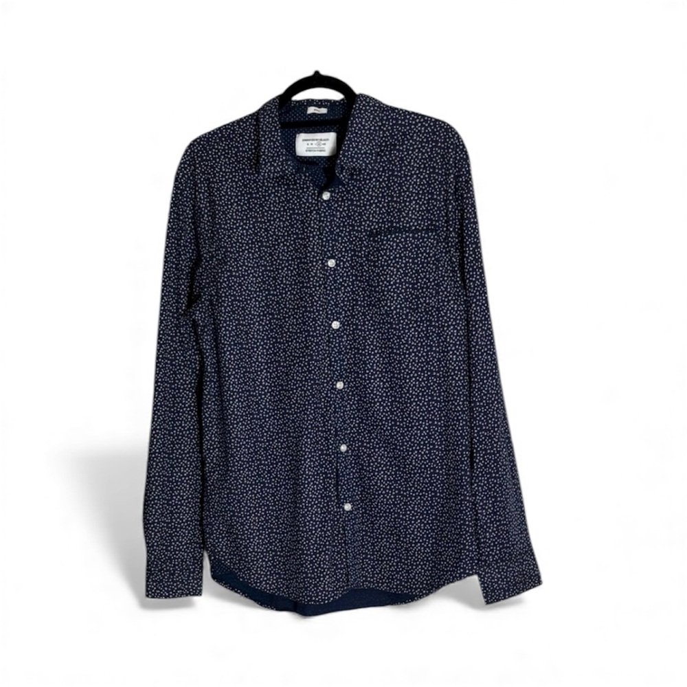 PAPER DENIM & CLOTH Dark Blue with White/Red LONG SLEEVE Shirt Men’s XL